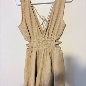 Elegant Tan Sleeveless Dress